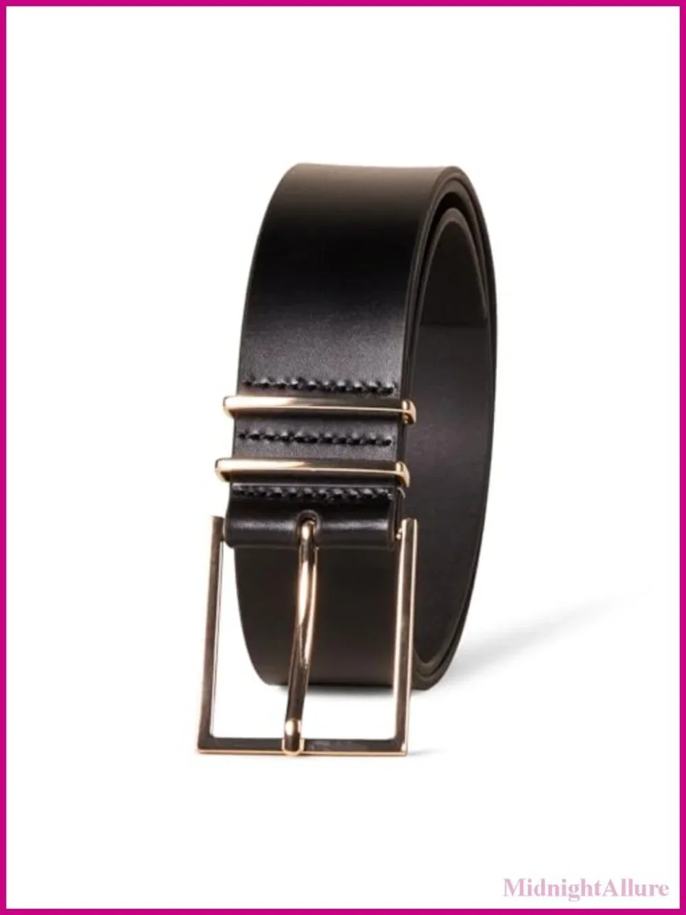 Genuine Leather Refined Buckle Dress Belt 1.5 Inch Wide